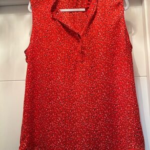 Red Sleeveless Women's Top with Black and white Little Hearts❤️